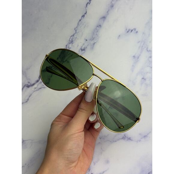 NEW Bottega Veneta BV1305S Sardine Gold Green Aviator
